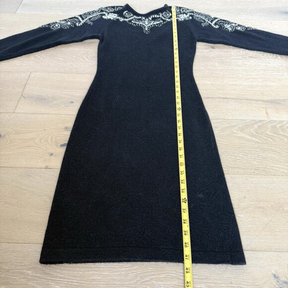 Vintage Sarah Taylor Black Knit Sequin Beaded Sweater Dress Silk Angora S - Picture 5 of 9